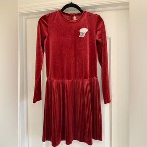 Catimini Red Velvet Dress with Cloud Patch